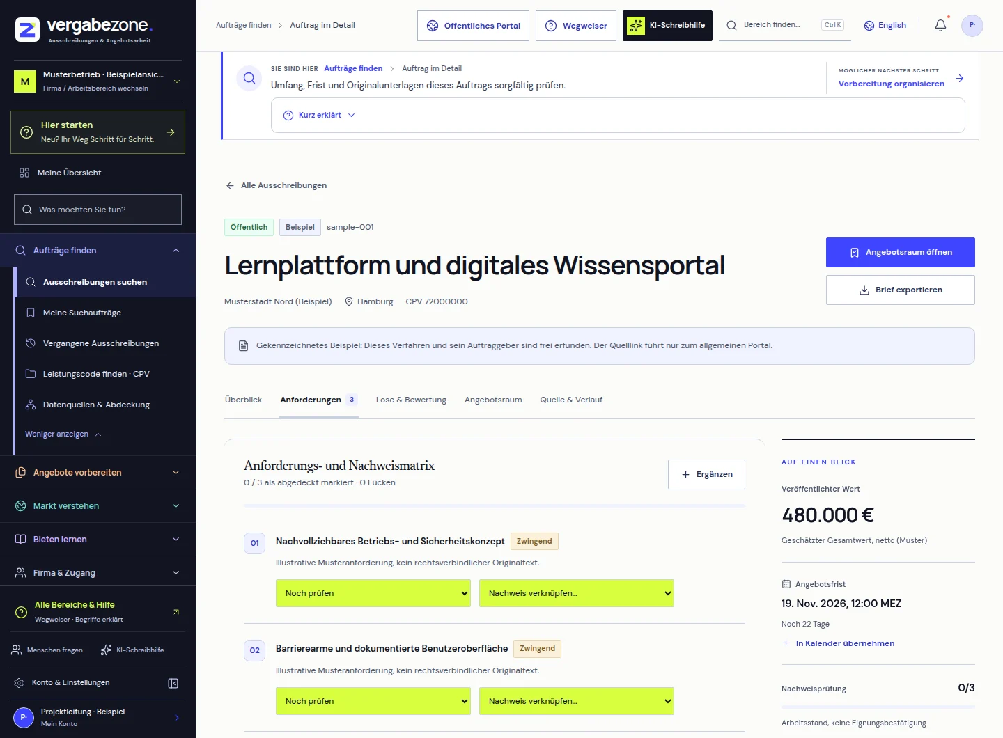 Arbeitsbereich: Ein bewusstes Ja zum Angebot.