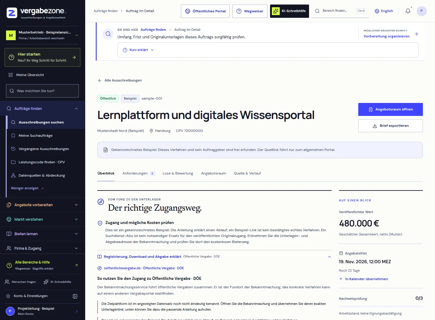 Arbeitsbereich: Der richtige Weg zu den Unterlagen.